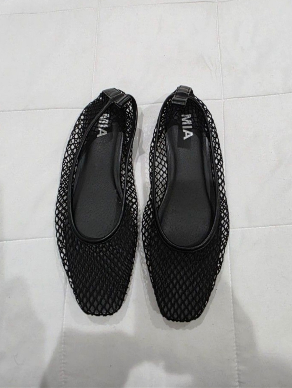 MIA Black Mesh Slip-On Flats
